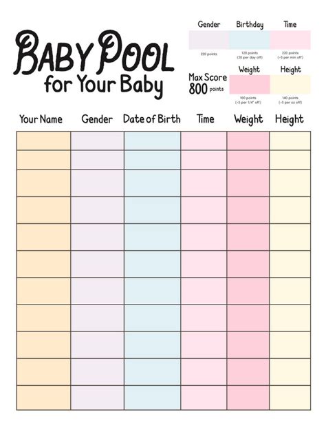 baby betting pool template|WordDraw.com .